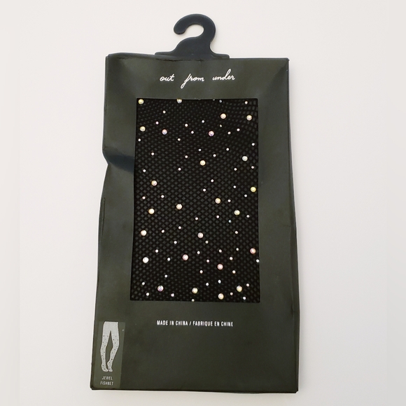 Out From Under Womens Bejeweled Black Fishnets NWT Size Small - Picture 1 of 4